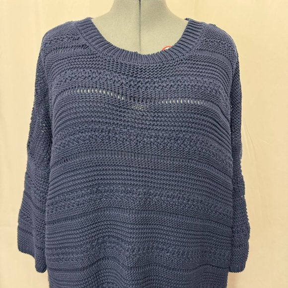 Joseph A NWT Sz XL Navy Boxy  3/4 Sleeves Crewneck Sweater - Picture 10 of 11